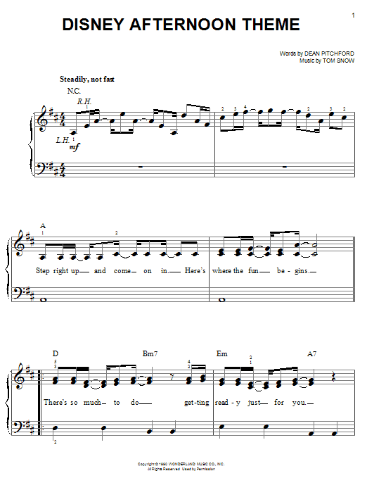 Dean Pitchford Disney Afternoon Theme Sheet Music