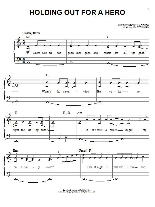 Dean Pitchford Holding Out For A Hero Sheet Music