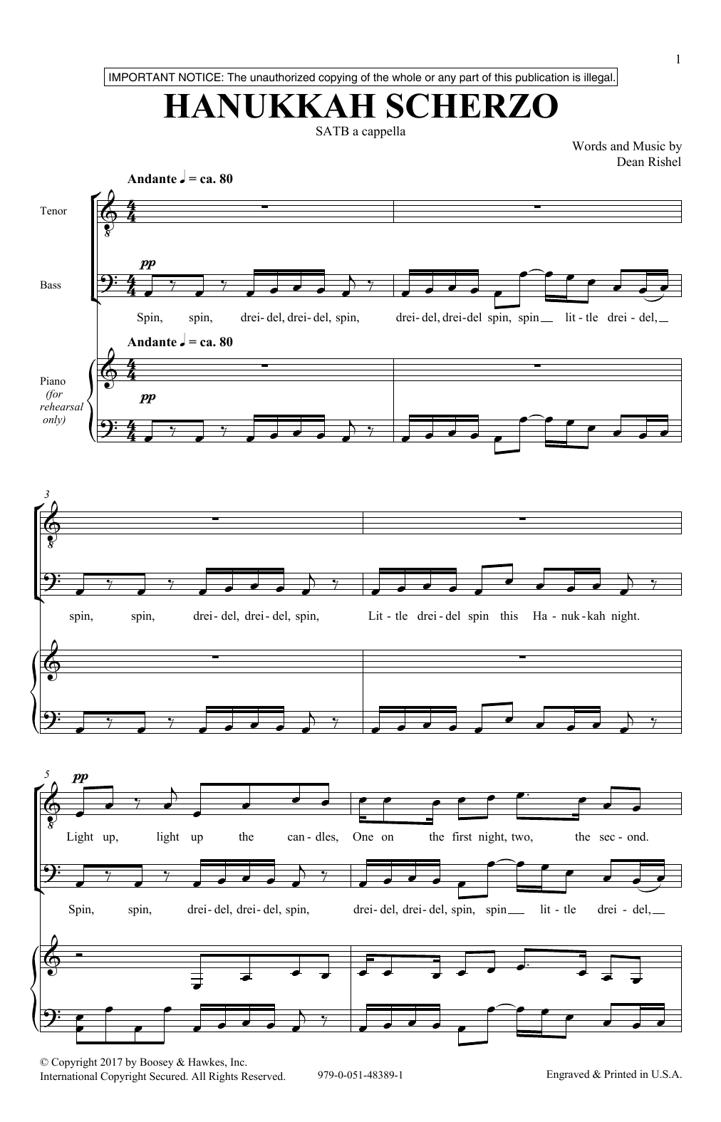 Dean Rishel Hanukkah Scherzo Sheet Music