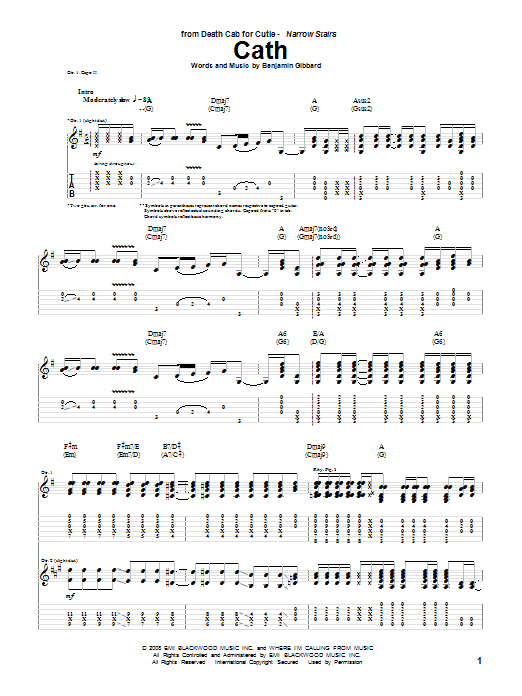 Death Cab For Cutie Cath Sheet Music