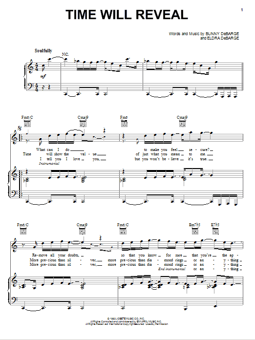 DeBarge Time Will Reveal Sheet Music