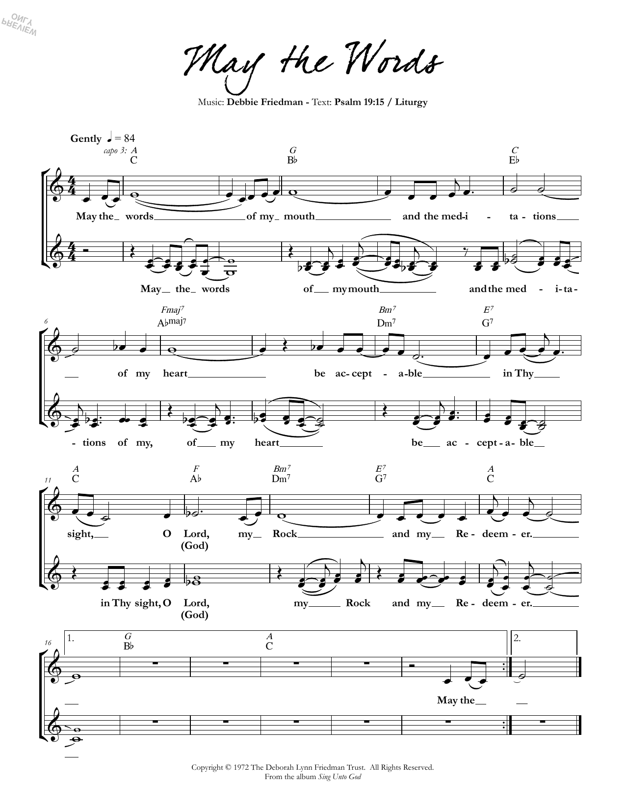 Debbie Friedman May The Words Sheet Music