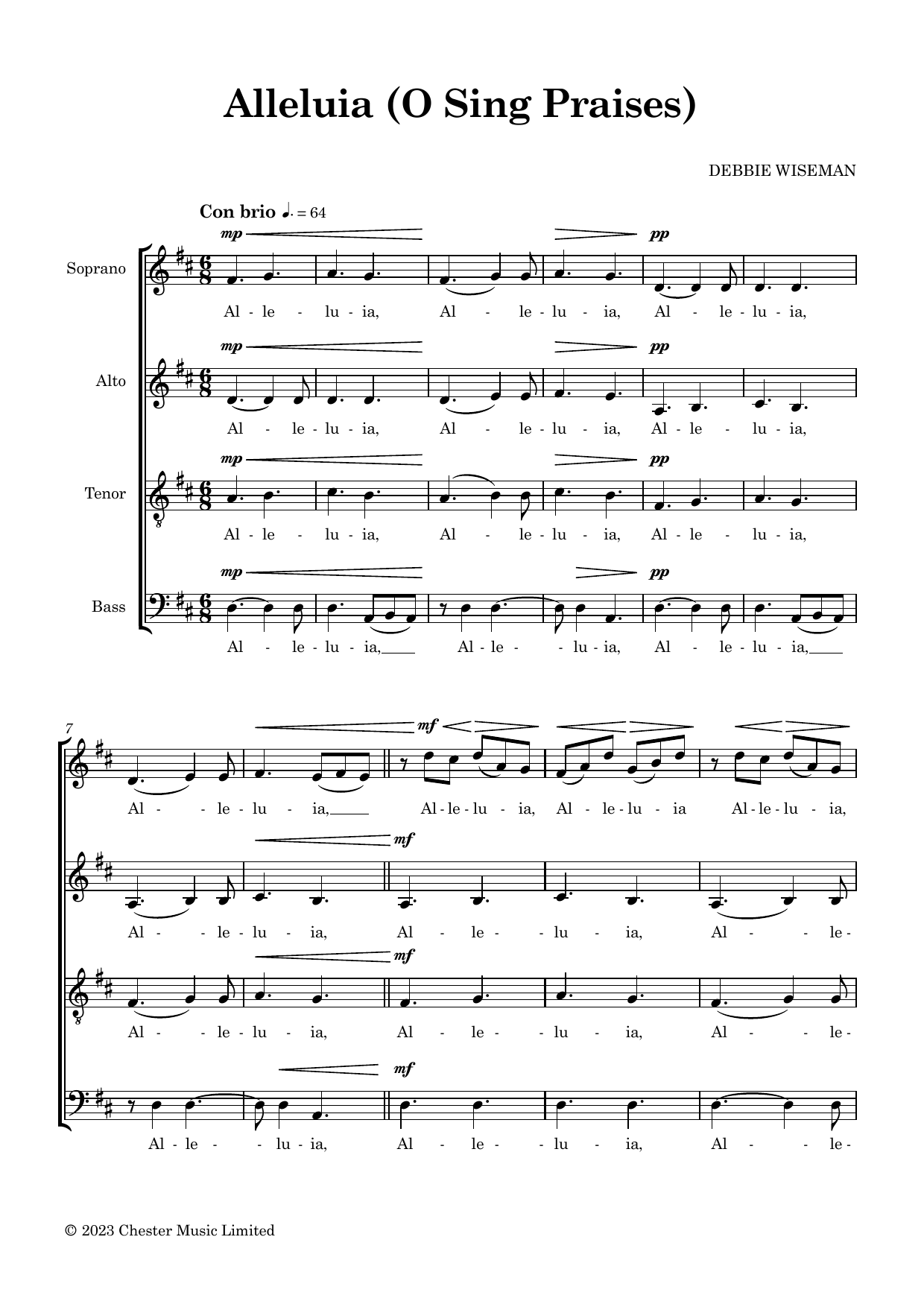 Debbie Wiseman Alleluia (O Sing Praises) Sheet Music