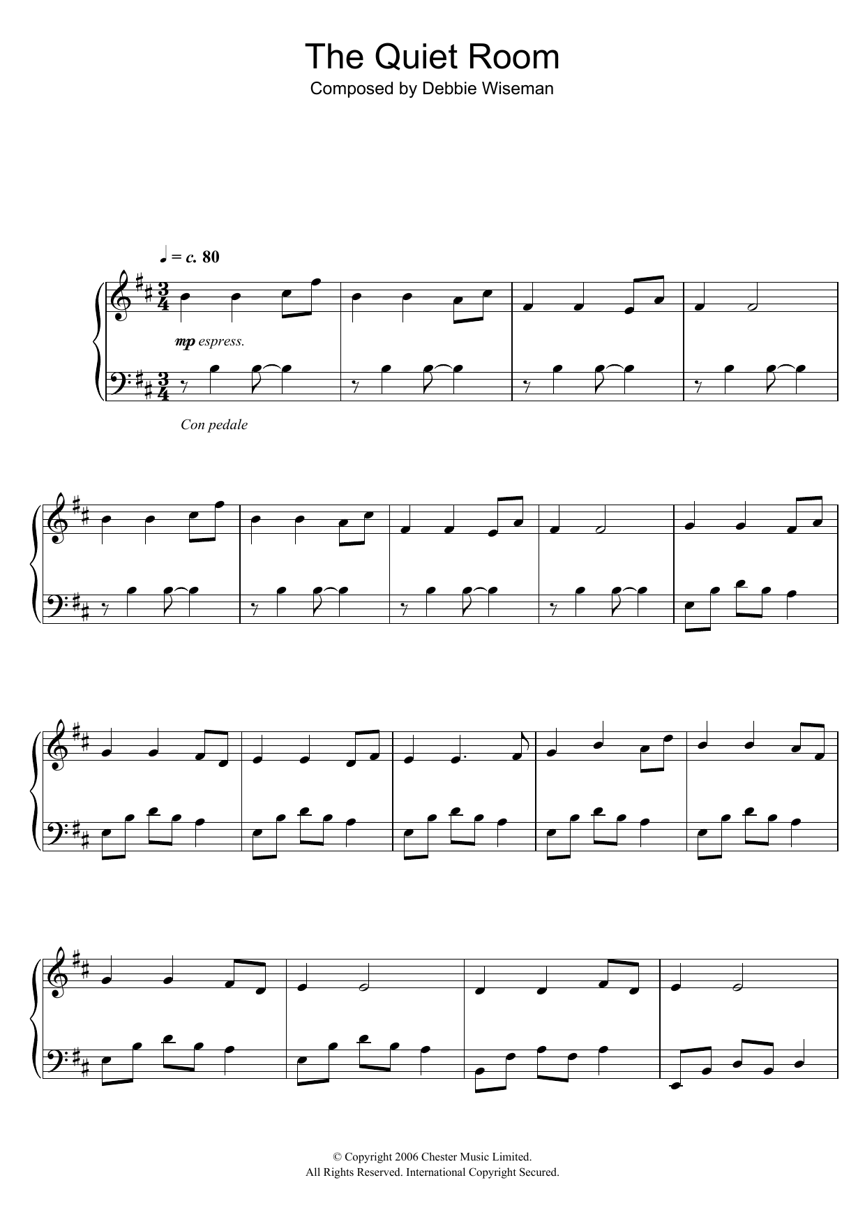 Debbie Wiseman The Quiet Room Sheet Music