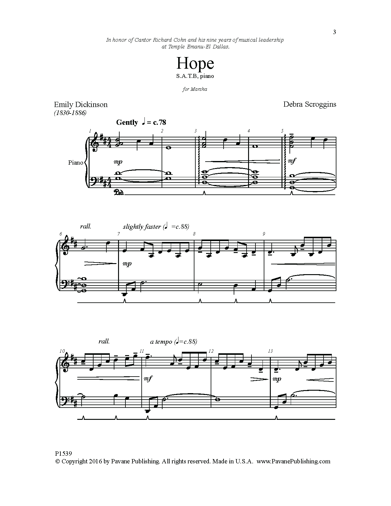 Debra Scroggins Hope Sheet Music