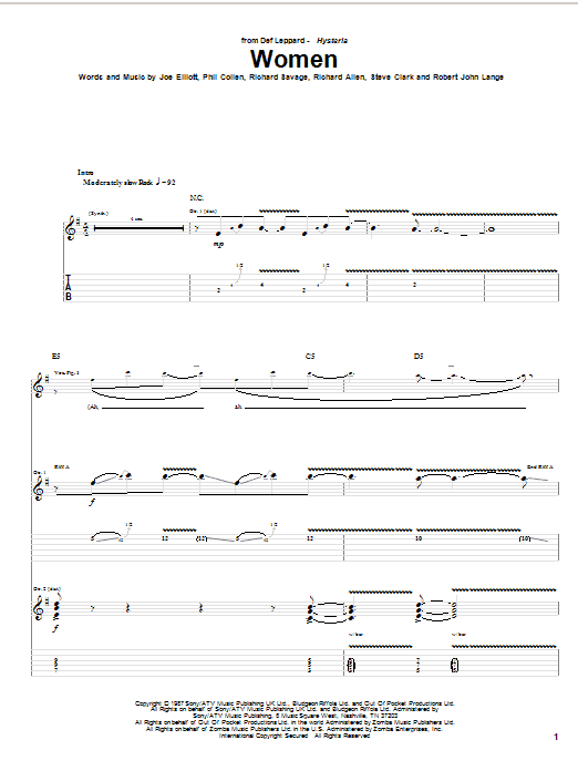 Def Leppard Women Sheet Music