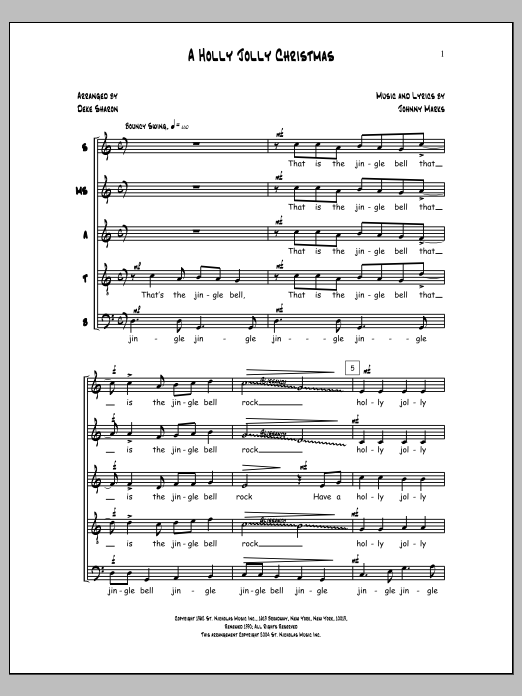 Deke Sharon A Holly Jolly Christmas Sheet Music
