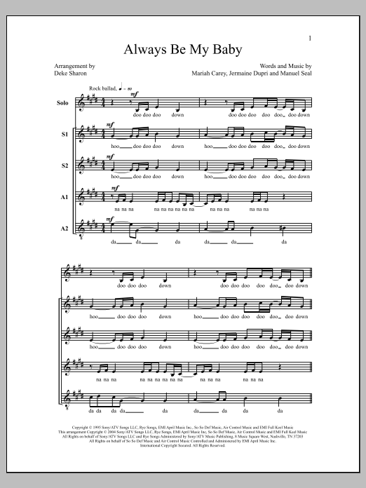 Deke Sharon Always Be My Baby Sheet Music
