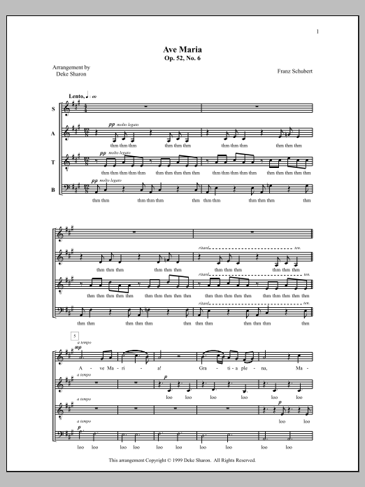 Deke Sharon Ave Maria Sheet Music