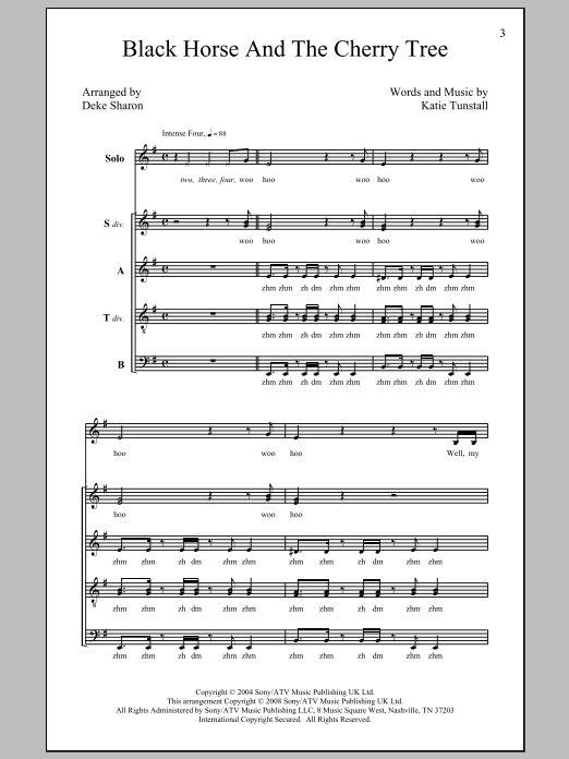 Deke Sharon Black Horse And The Cherry Tree Sheet Music