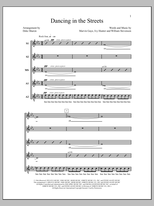 Deke Sharon Dancing in the Streets Sheet Music