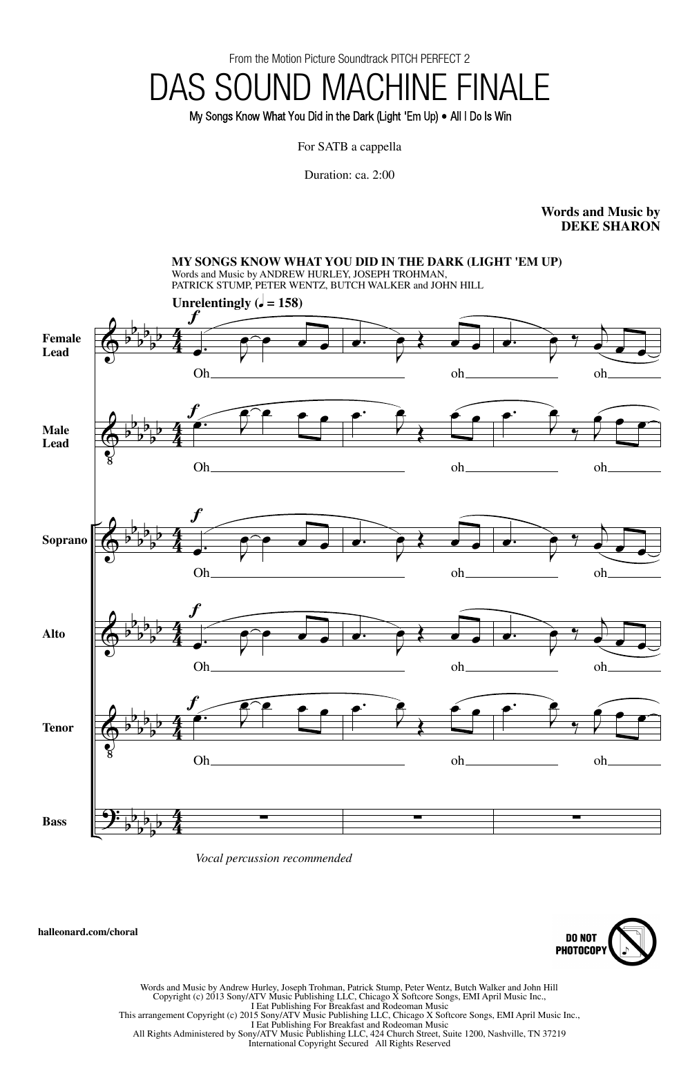 Deke Sharon Das Sound Machine Finale Sheet Music