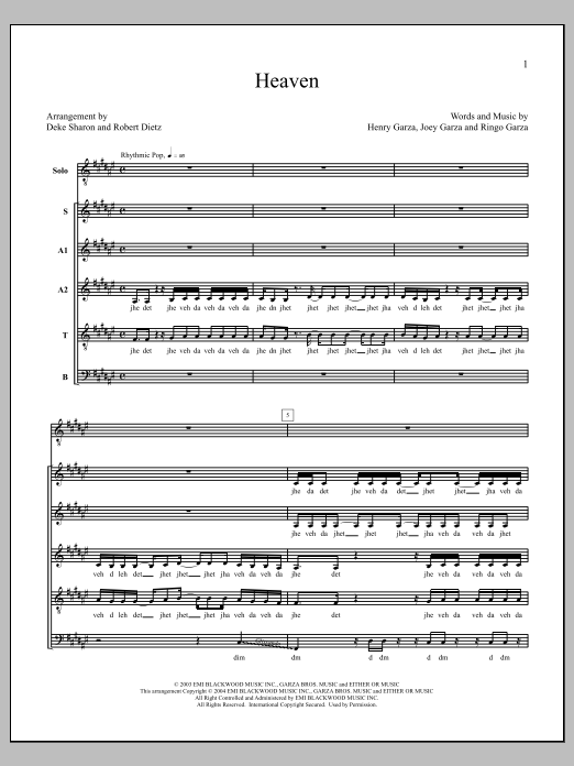 Deke Sharon Heaven Sheet Music