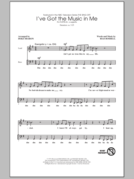 Deke Sharon I've Got The Music In Me Sheet Music