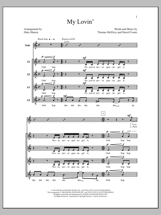 Deke Sharon My Lovin' Sheet Music