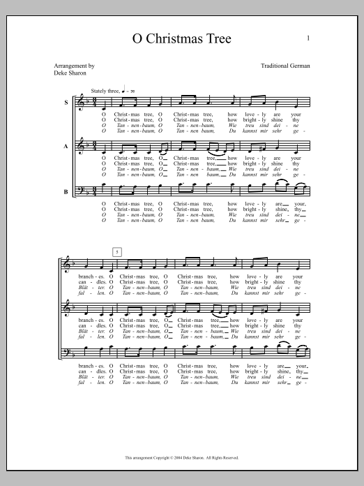 Deke Sharon O Christmas Tree Sheet Music