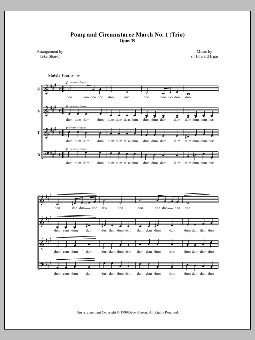Deke Sharon Pomp and Circumstance March No. 1 (Trio) Sheet Music