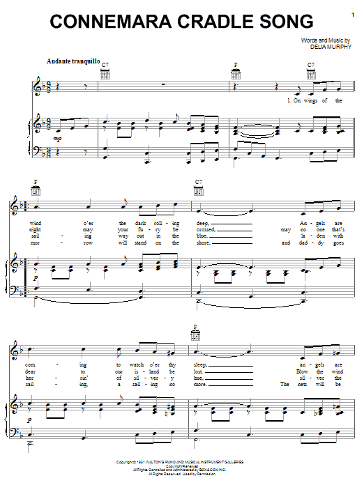 Delia Murphy Connemara Cradle Song Sheet Music