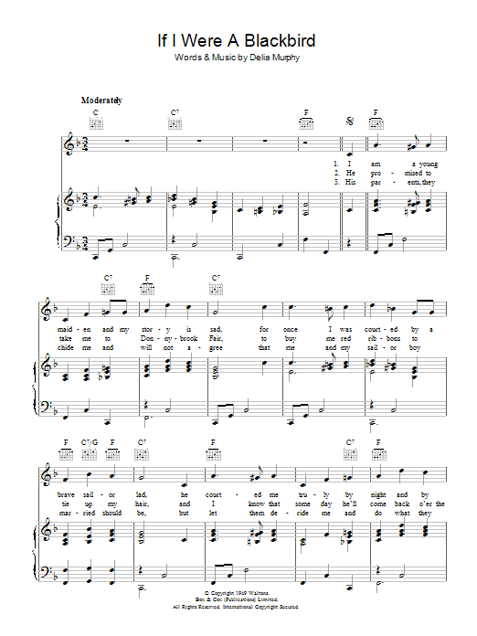Delia Murphy If I Were A Blackbird Sheet Music