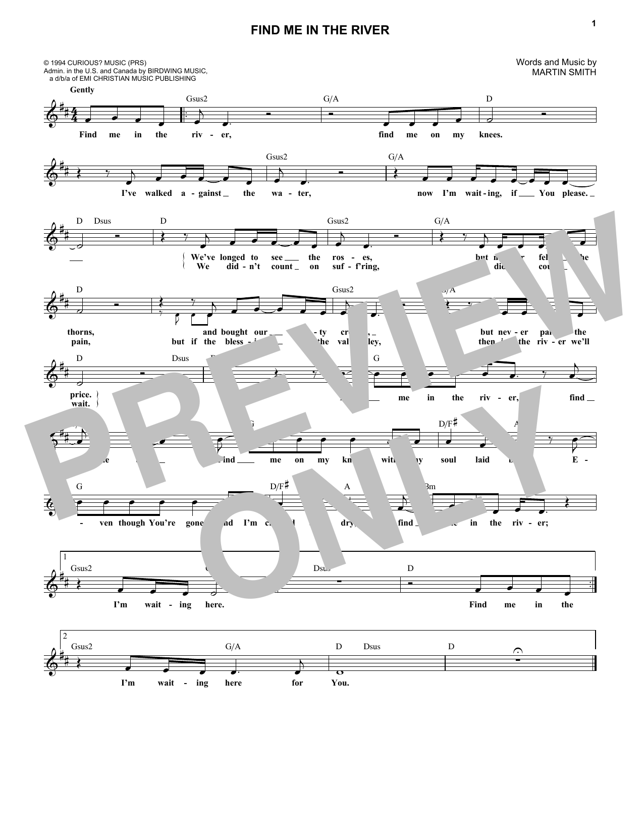 Delirious? Find Me In The River Sheet Music