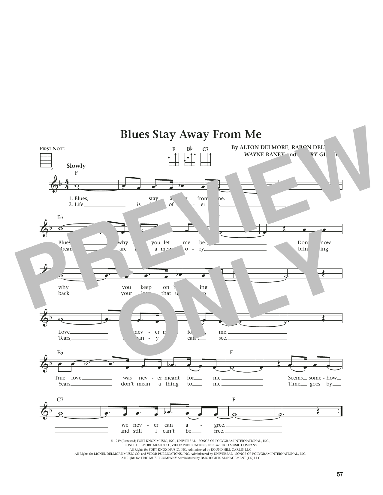 Delmore Brothers Blues Stay Away From Me (from The Daily Ukulele) (arr. Jim Beloff) Sheet Music