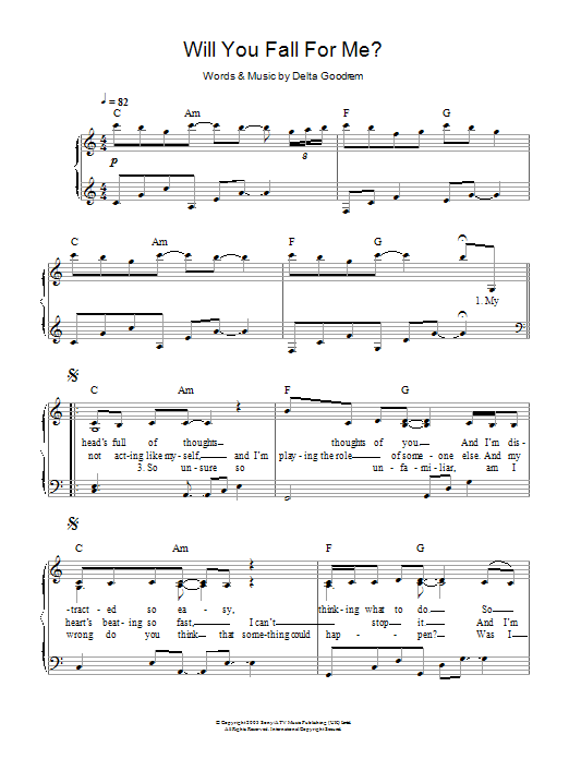 Delta Goodrem Will You Fall For Me Sheet Music