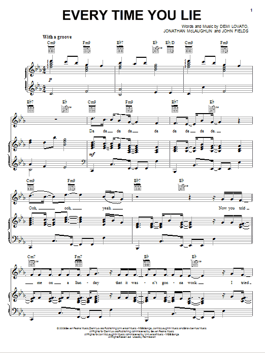 Demi Lovato Every Time You Lie Sheet Music