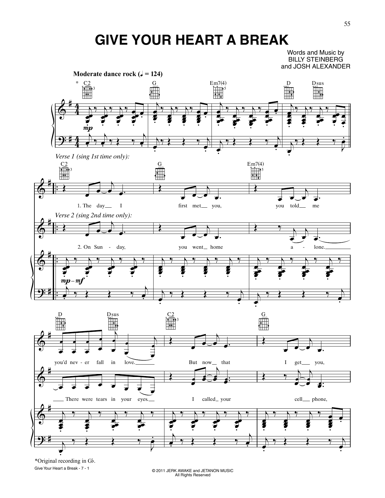 Demi Lovato Give Your Heart A Break Sheet Music