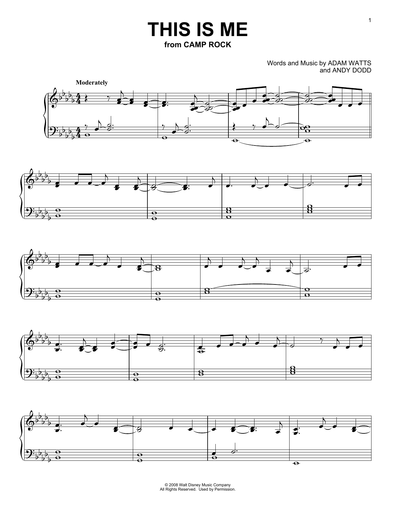 Demi Lovato & Joe Jonas This Is Me (from Camp Rock) Sheet Music