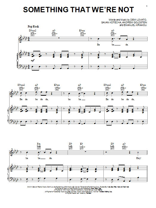 Demi Lovato Something That We're Not Sheet Music