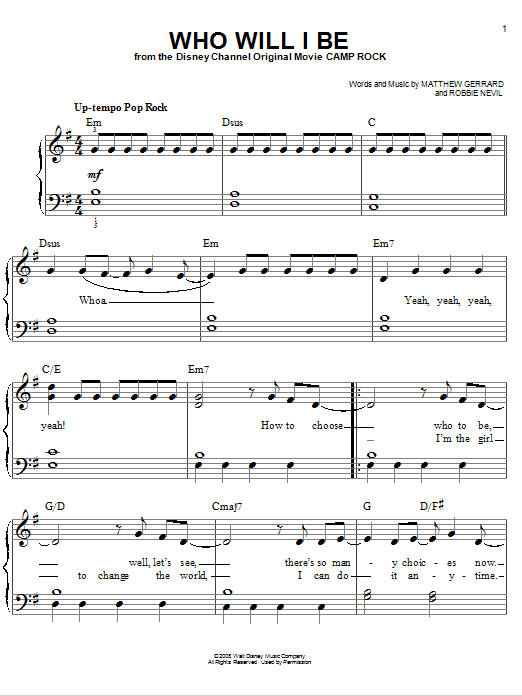 Demi Lovato Who Will I Be (from Camp Rock) Sheet Music