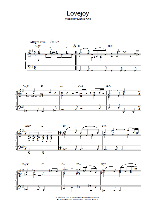 Denis King Lovejoy (Theme From) Sheet Music