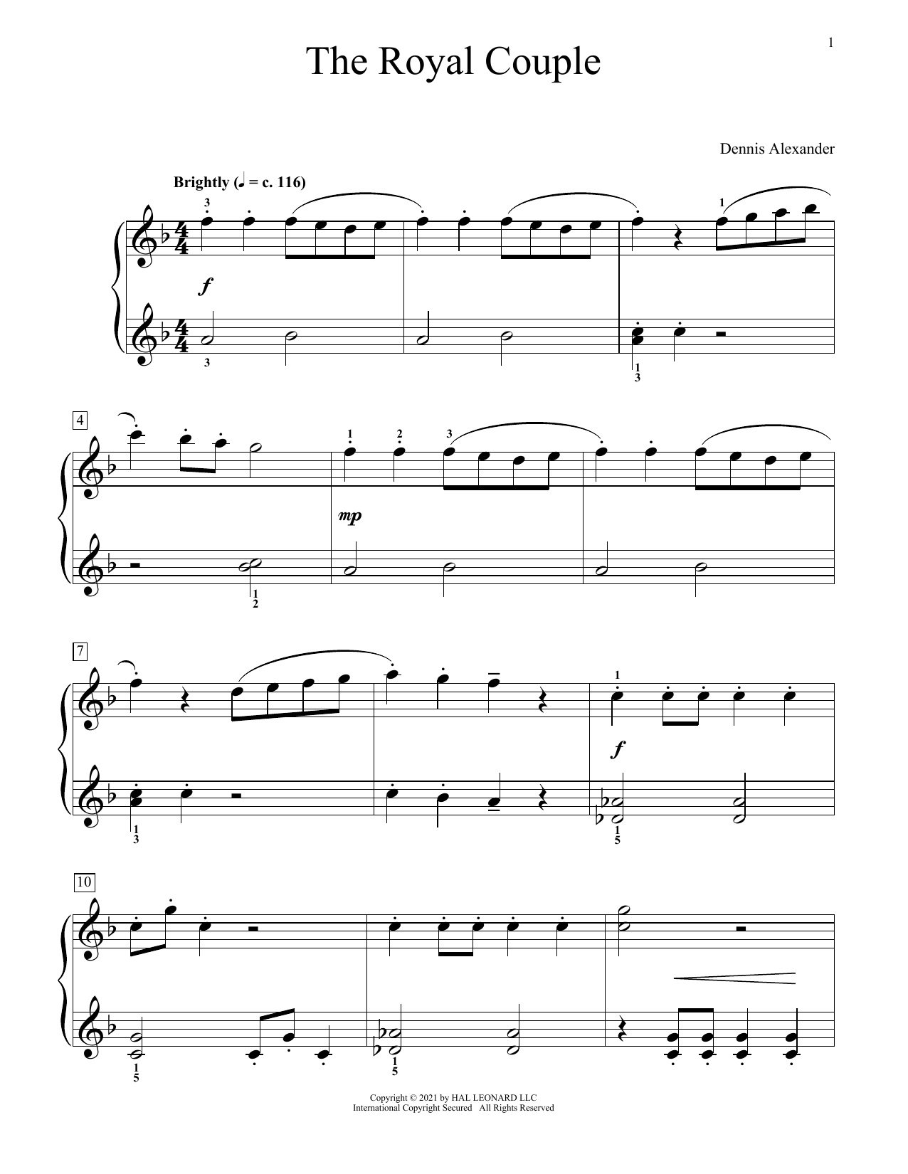 Dennis Alexander The Royal Couple Sheet Music