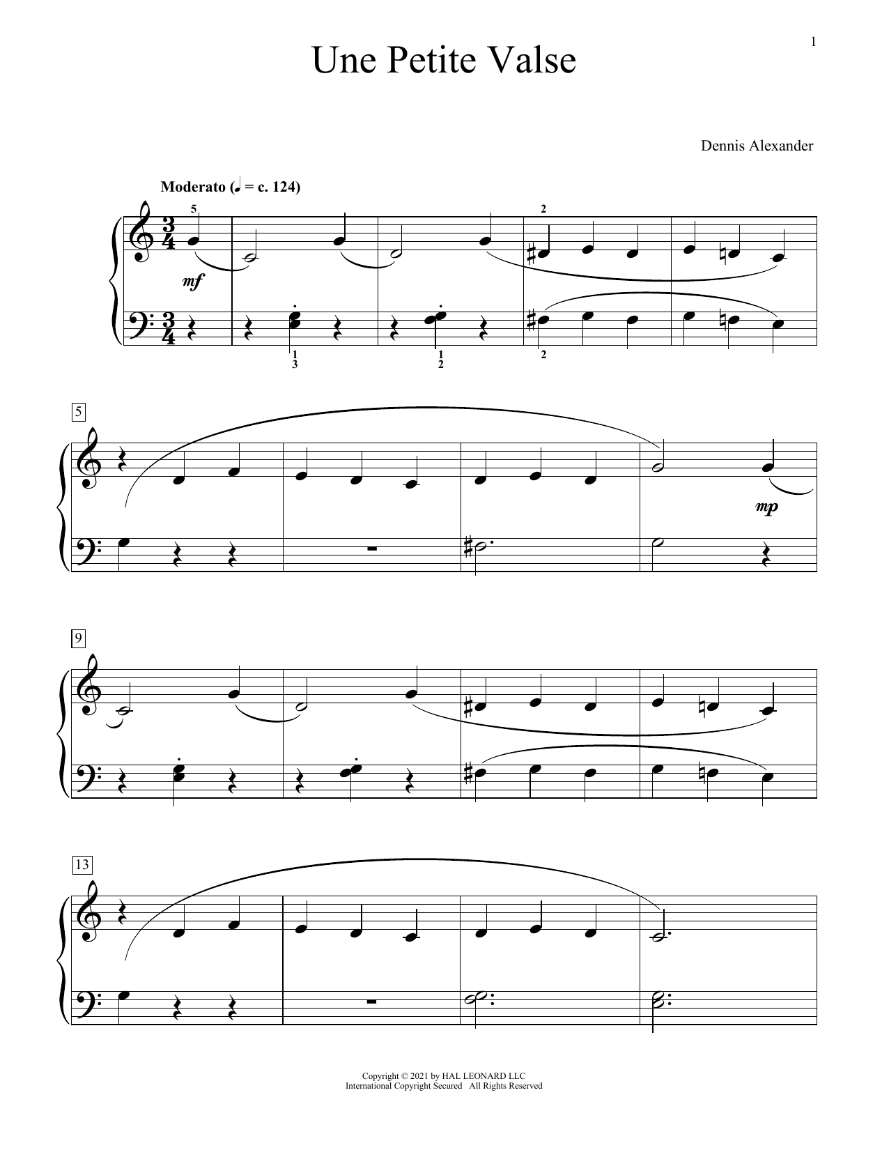 Dennis Alexander Une Petite Valse Sheet Music