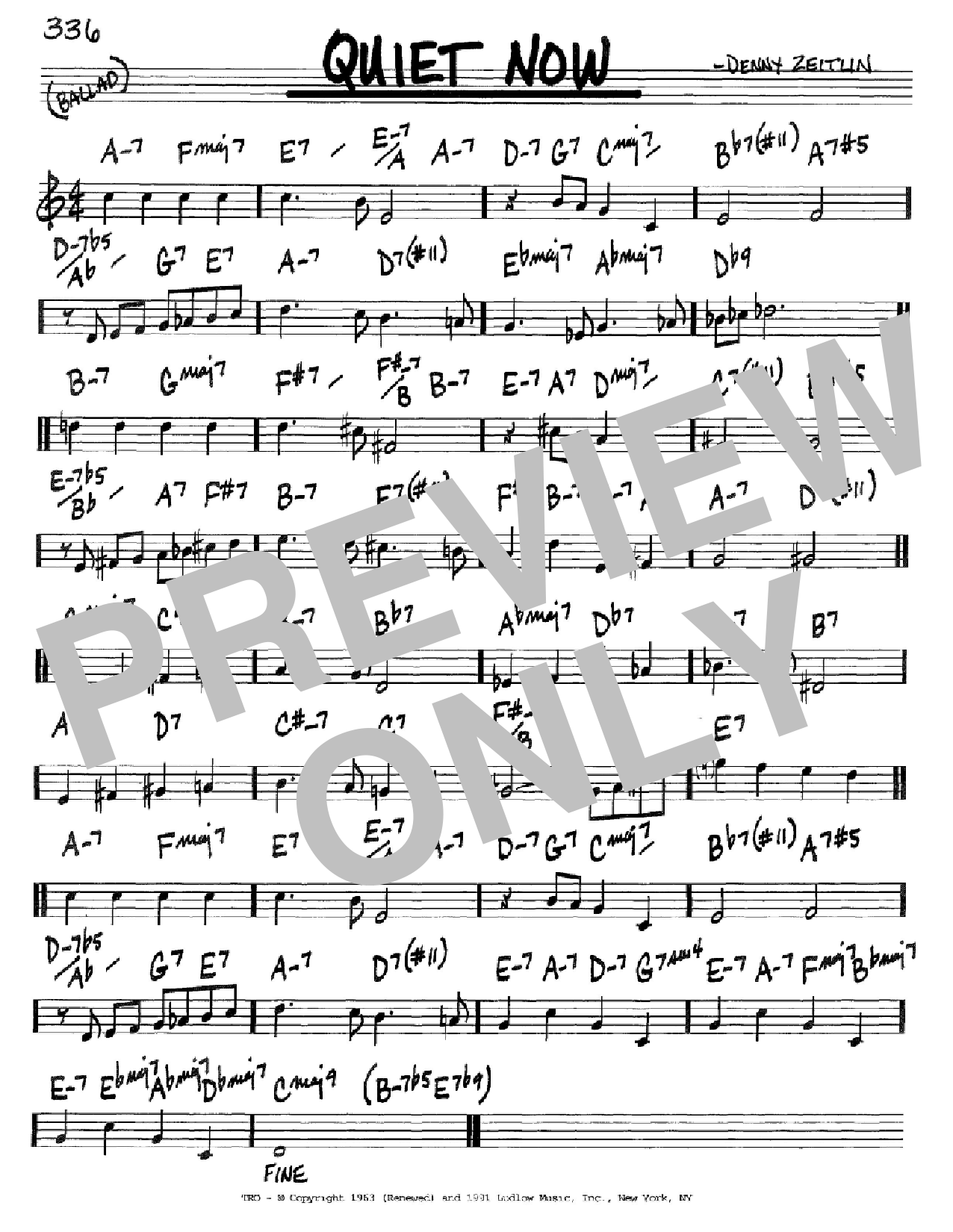 Denny Zeitlin Quiet Now Sheet Music