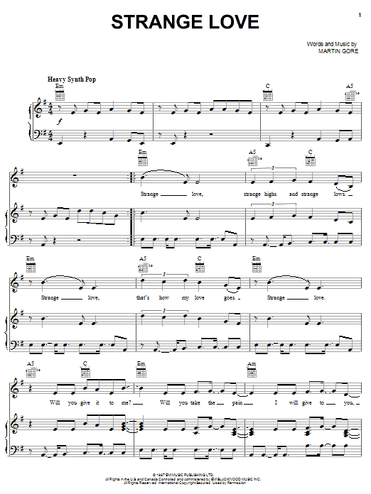 Depeche Mode Strange Love Sheet Music