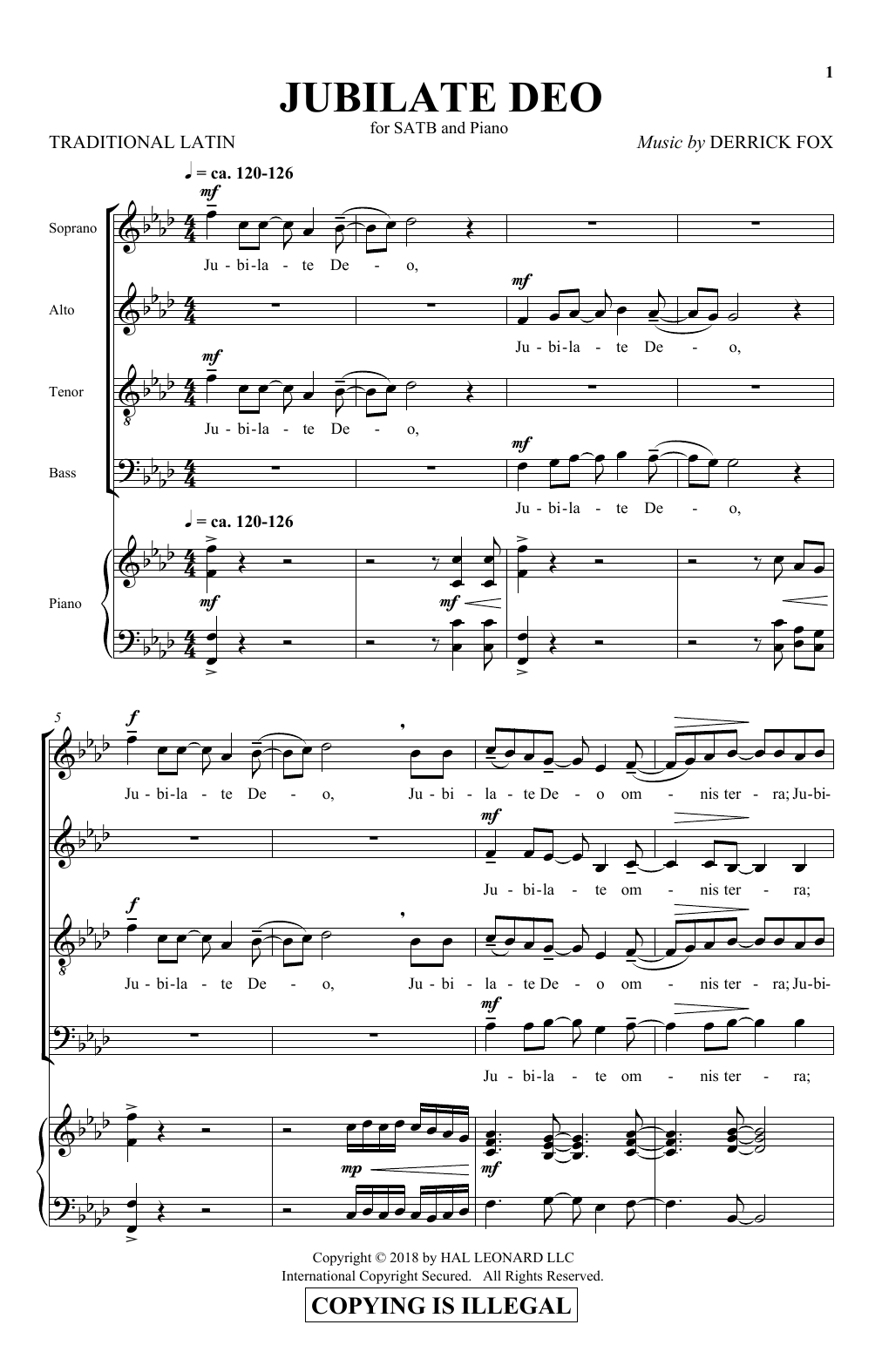 Derrick Fox Jubilate Deo Sheet Music