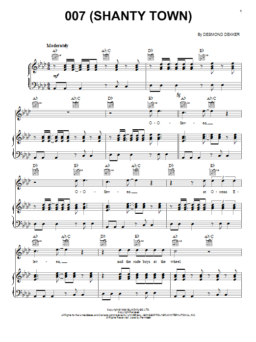 Desmond Dekker 007 (Shanty Town) Sheet Music