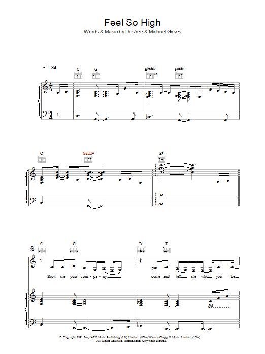 Des'ree Feel So High Sheet Music