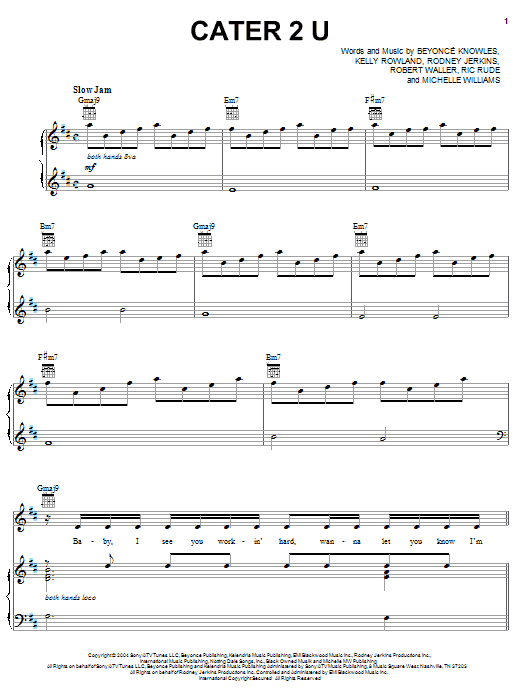 Destiny's Child Cater 2 U Sheet Music
