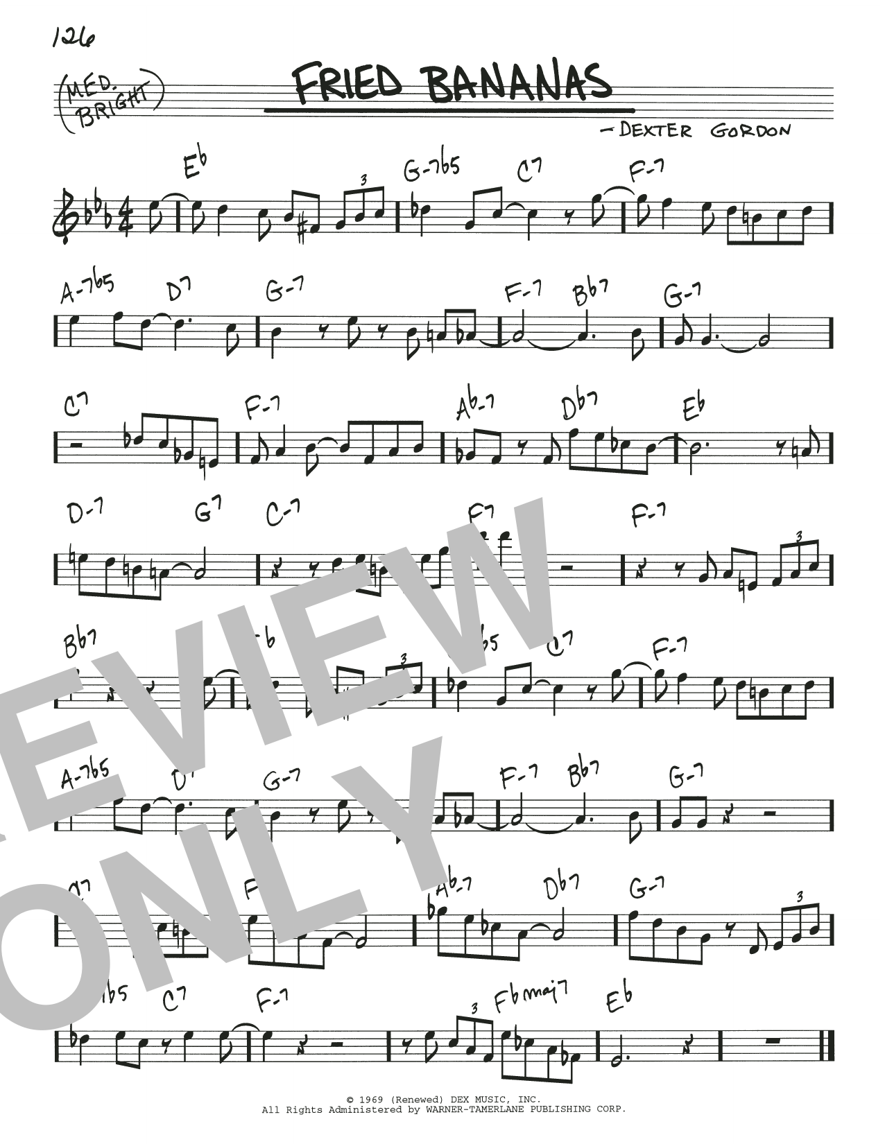 Dexter Gordon Fried Bananas Sheet Music