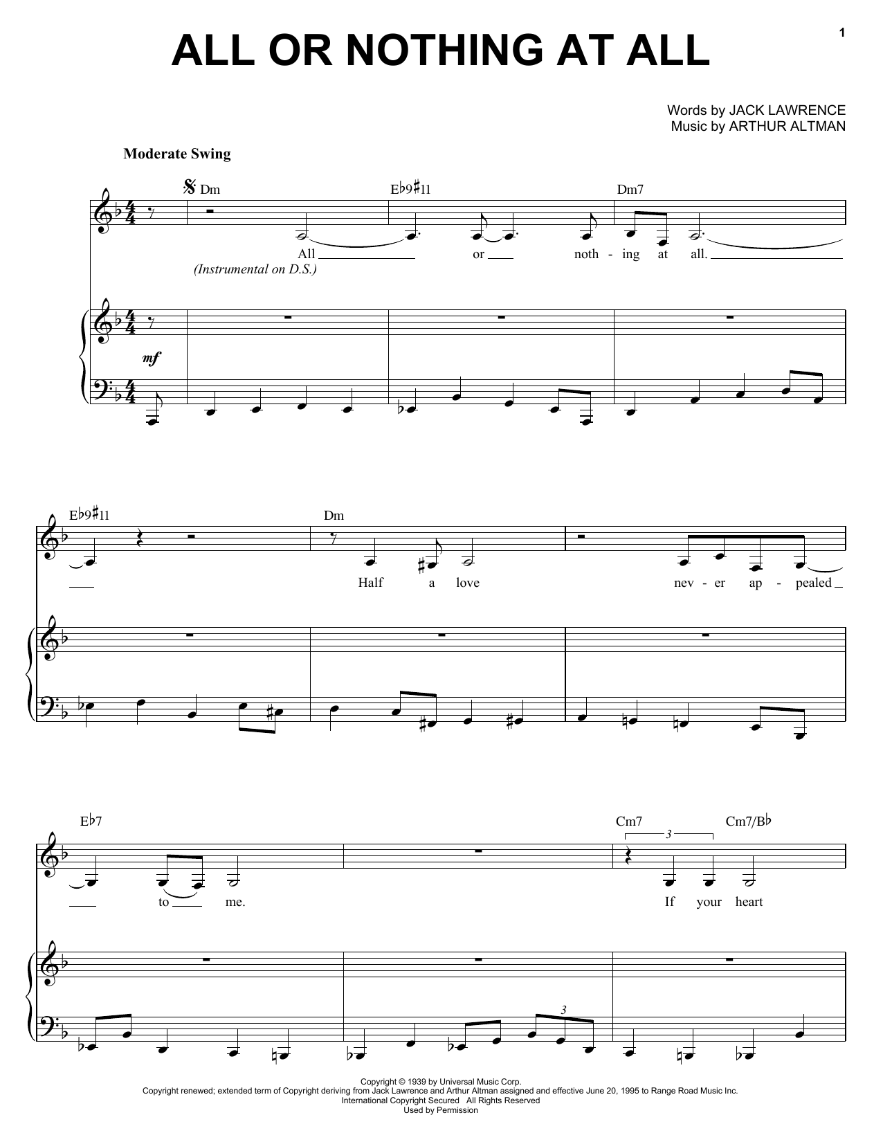 Diana Krall All Or Nothing At All Sheet Music