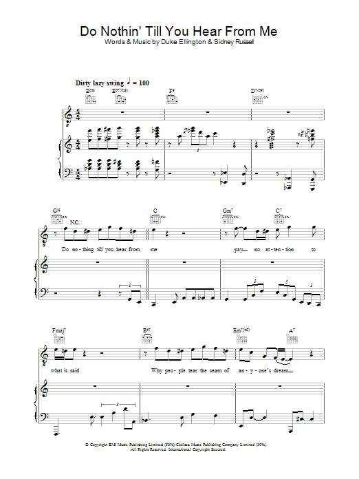 Diana Krall Do Nothin' Till You Hear From Me Sheet Music