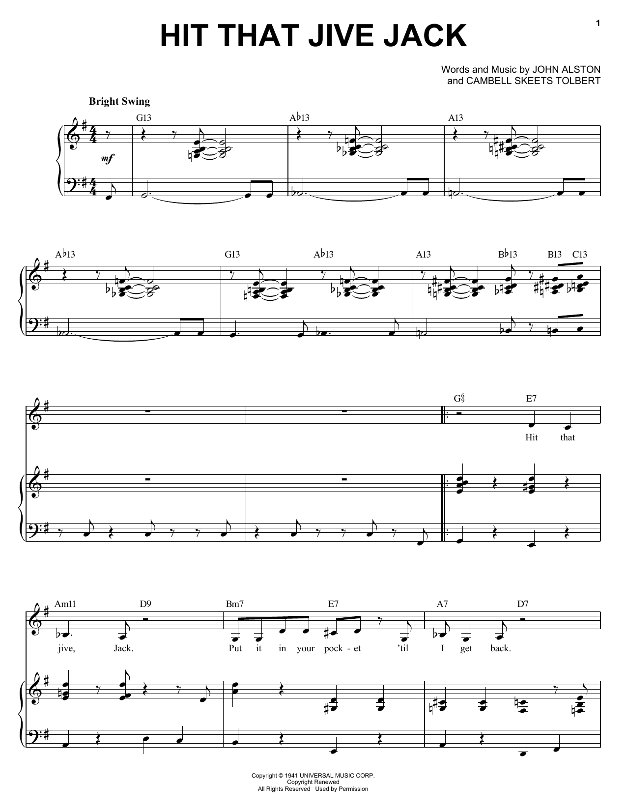 Diana Krall Hit That Jive Jack Sheet Music