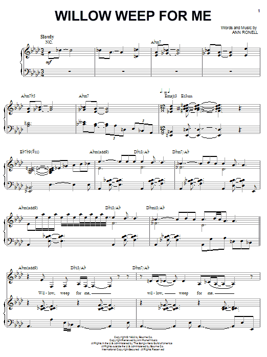Diana Krall Willow Weep For Me Sheet Music