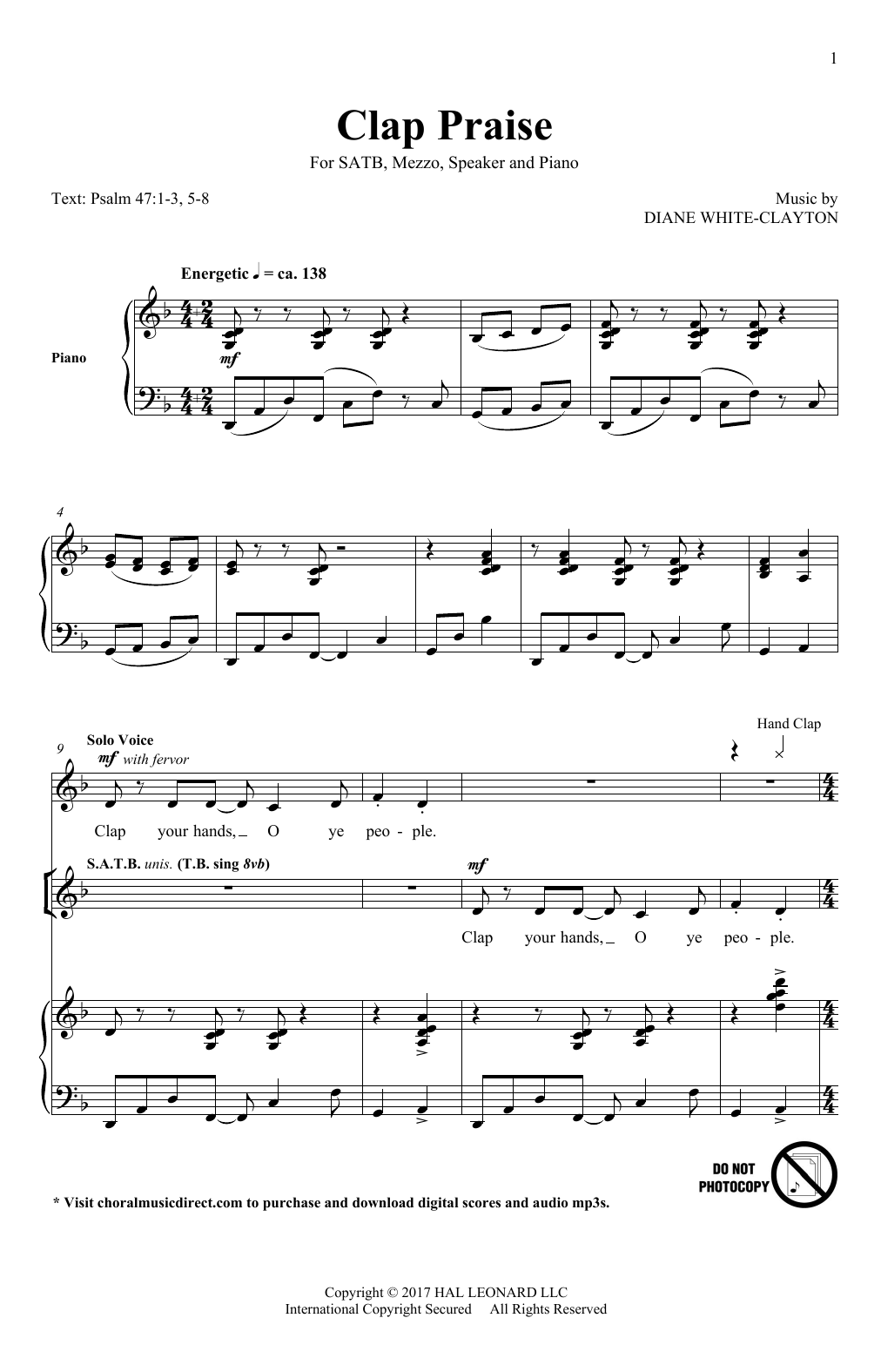 Diane White-Clayton Clap Praise Sheet Music