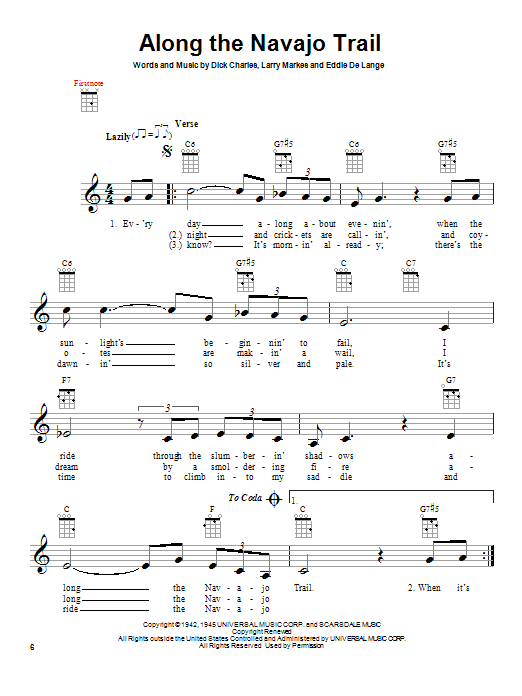 Dick Charles Along The Navajo Trail Sheet Music