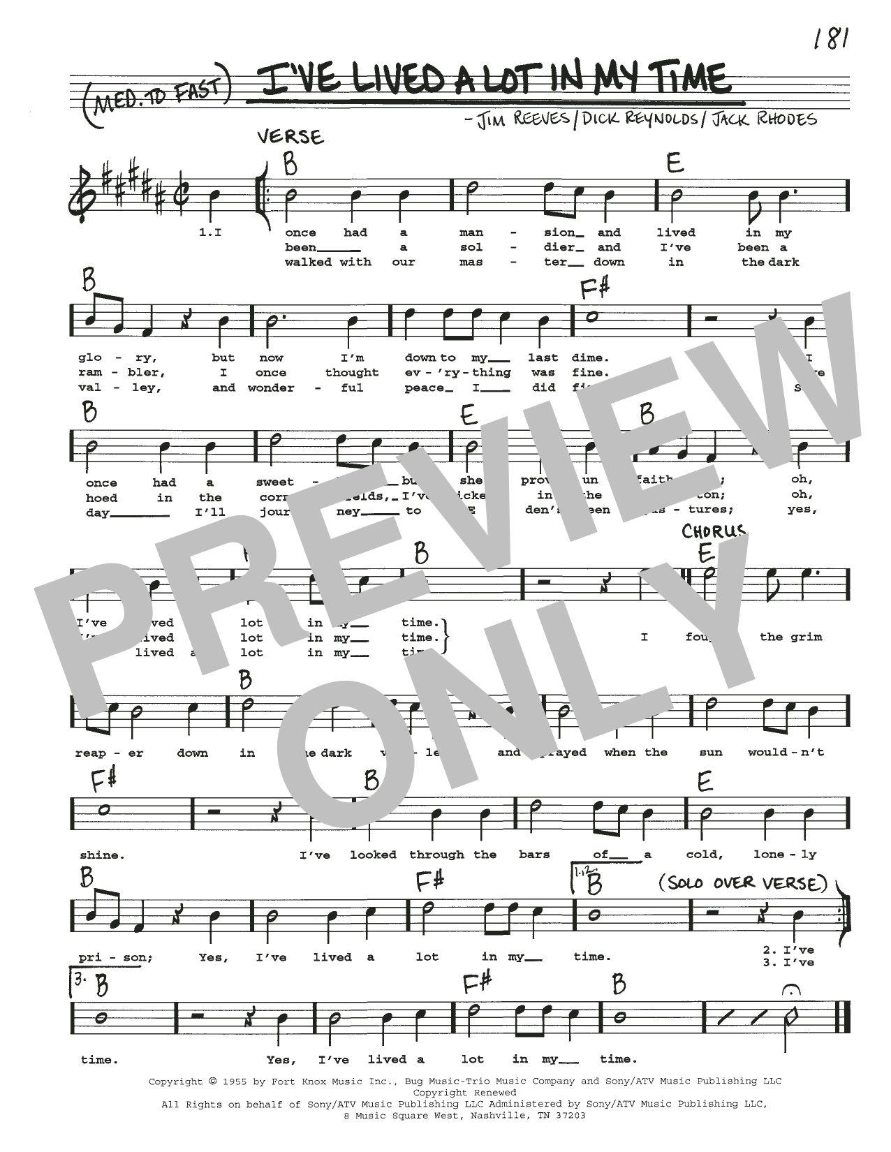 Dick Reynolds I've Lived A Lot In My Time Sheet Music