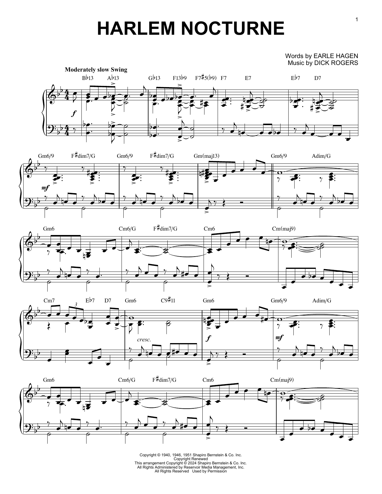 Dick Rogers Harlem Nocturne (arr. Brent Edstrom) Sheet Music