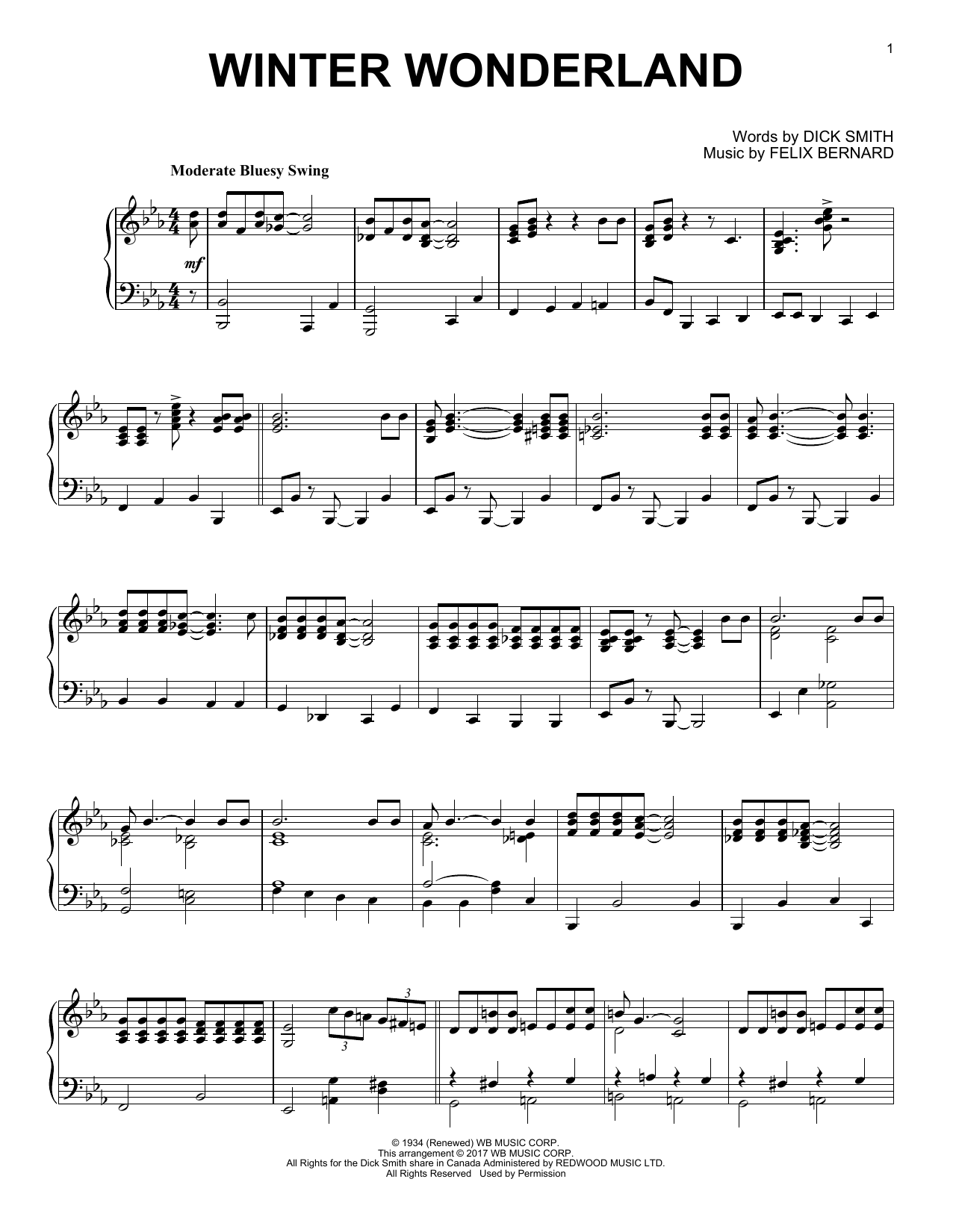 Dick Smith Winter Wonderland [Jazz version] Sheet Music